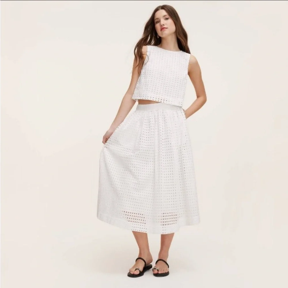 NWT kate spade x Target Eyelet Volume Midi Skirt in white -S